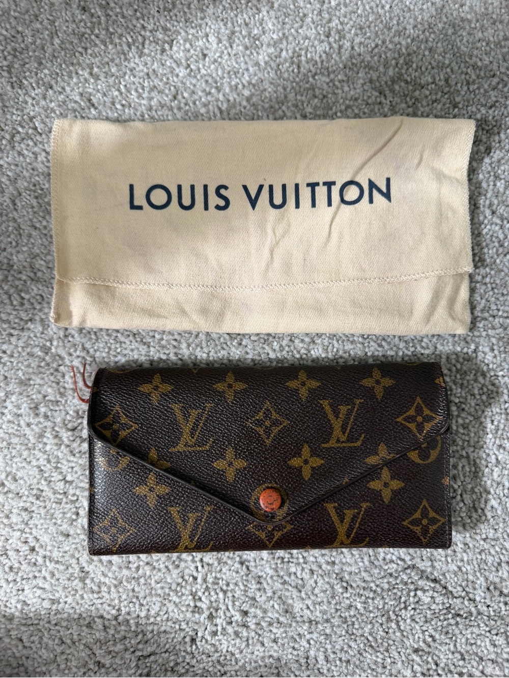 Authentic Louis Vuitton Monogram Envelope Wallet in Brown and Gold
